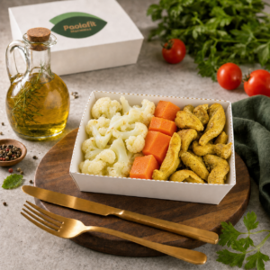 ISCAS DE FRANGO COM COUVE-FLOR E CENOURA (350g)