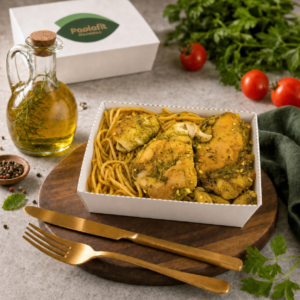 SOBRECOXA ASSADA SEM PELE E SEM OSSO COM MACARRÃO (450g)