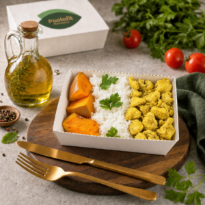 CUBINHOS DE FRANGO C/ LEGUMES E ARROZ (350g)