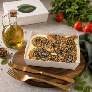 TILÁPIA NA CROSTA DE GERGELIM C/ CREME DE MILHO (350g)