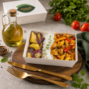 FRANGO XADREZ FIT C/ ARROZ E BATATA SAUTÉ (350g)
