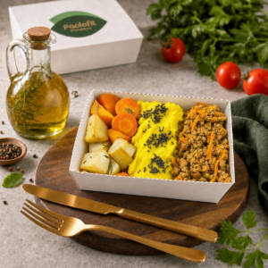 CARNE MOÍDA, PURÊ DE BATATA E LEGUMES (350g)